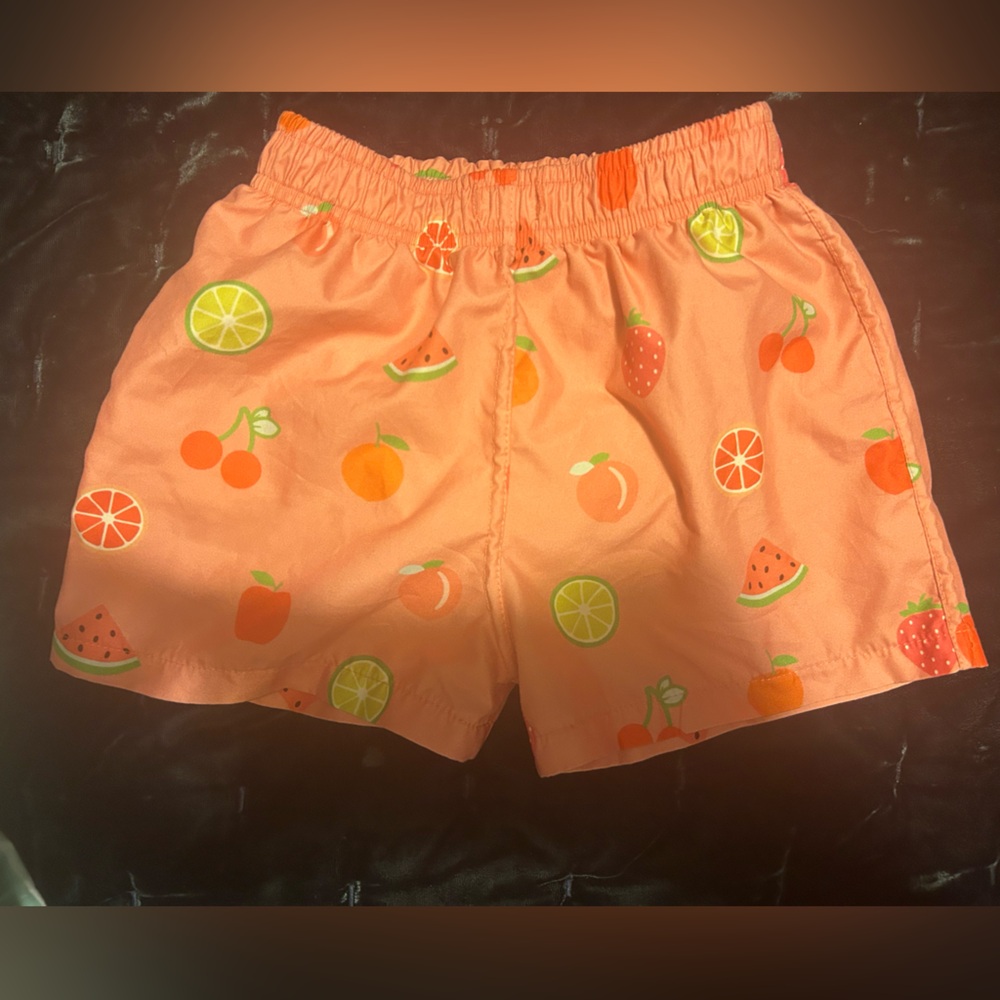 Kids Fruit Print Swim Trunks